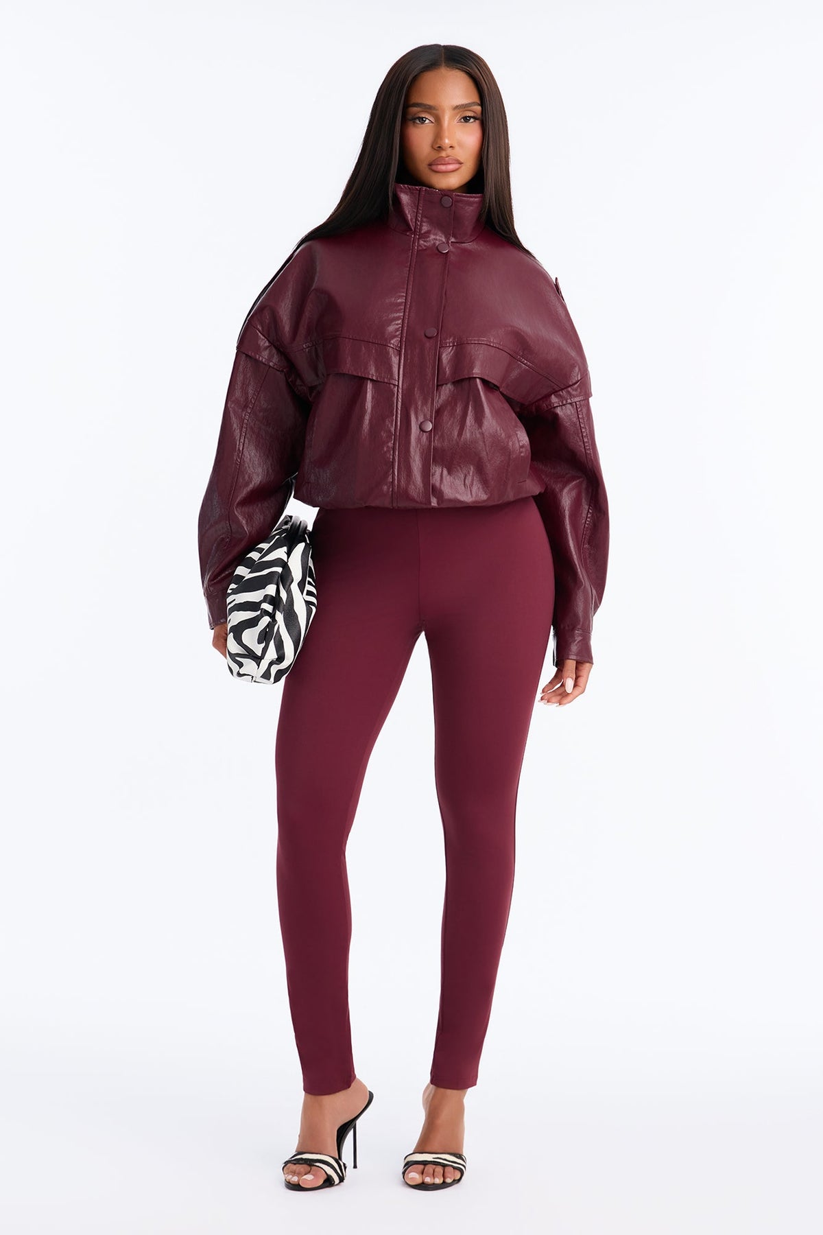 Sidewalk Runway Faux Leather Jumpsuit - Wine