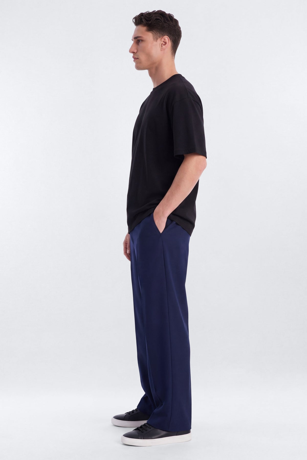 Modern Essential Wide Leg Trouser - Navy
