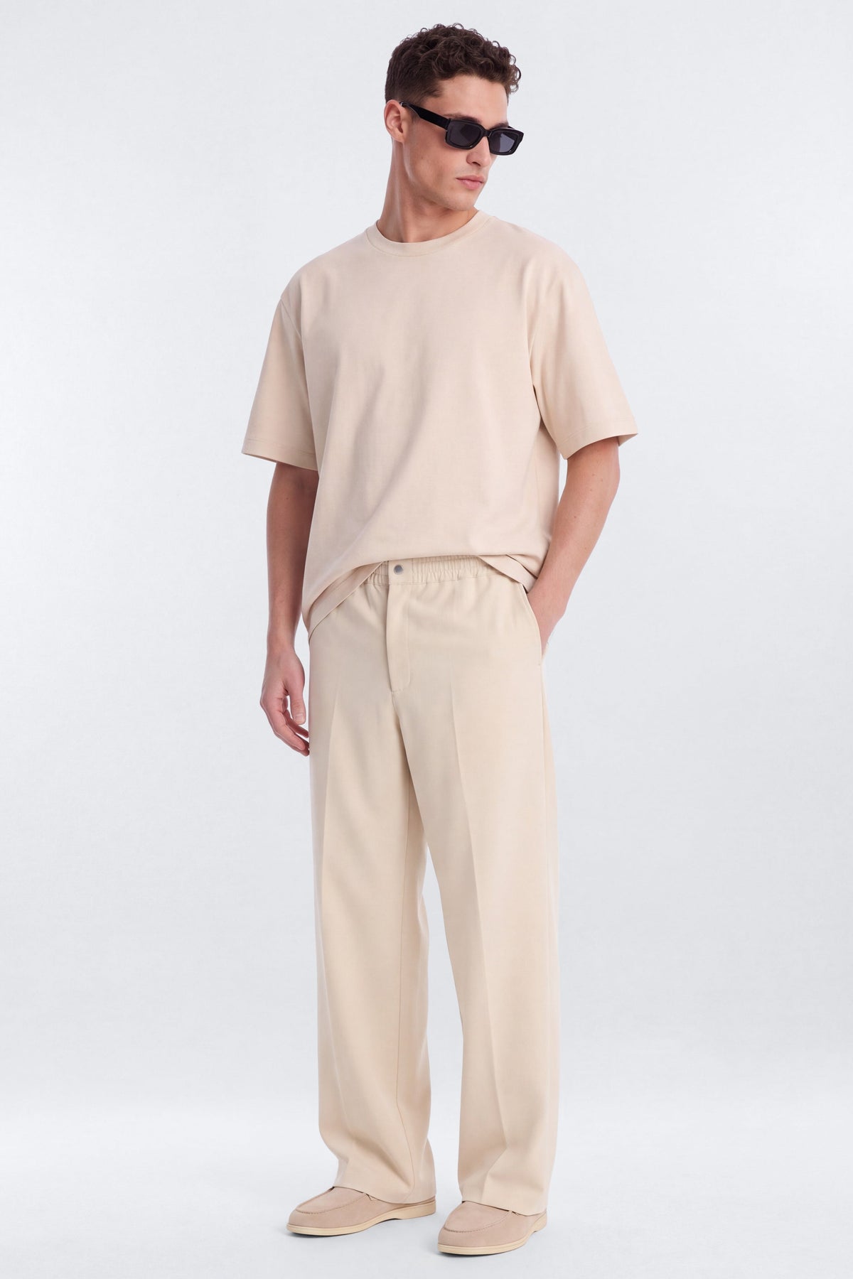 Modern Essential Wide Leg Trouser - Beige