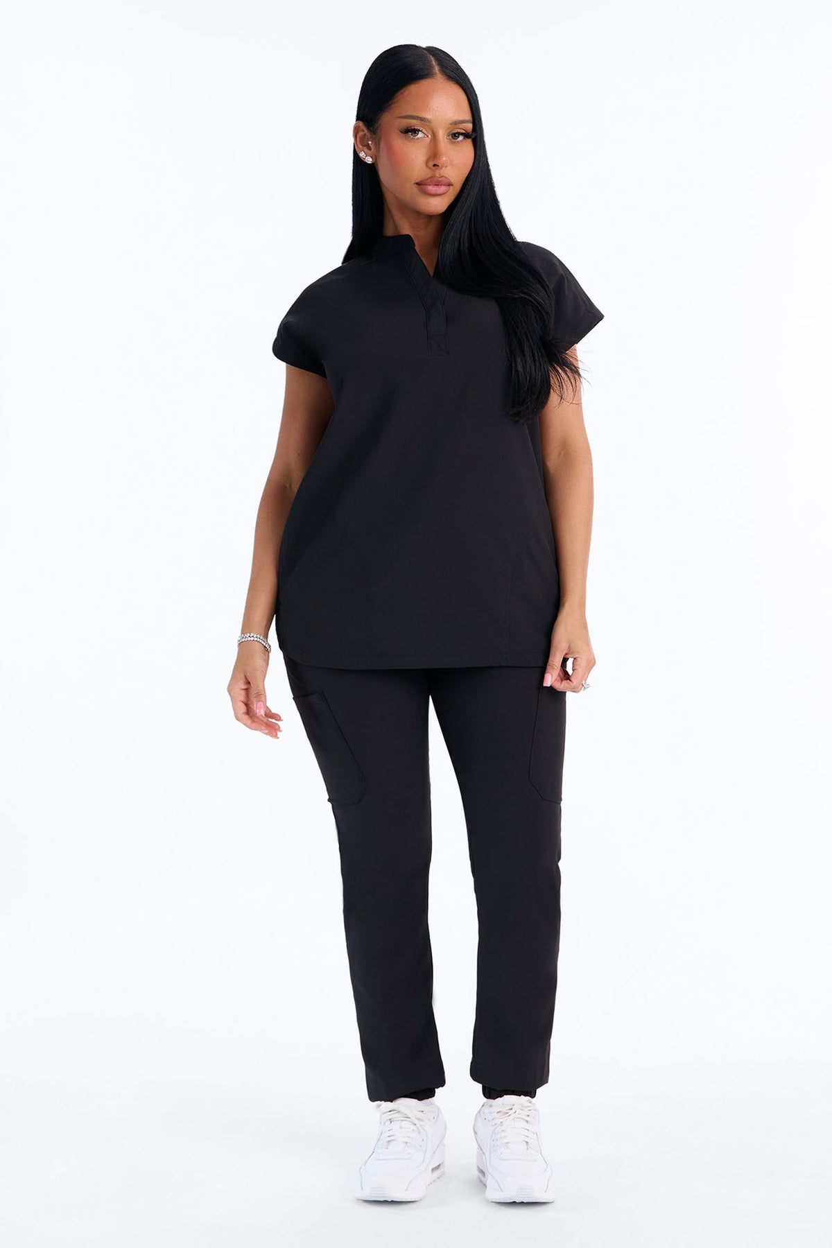 On Call Assist Sleeveless Jogger Scrub Set - Black