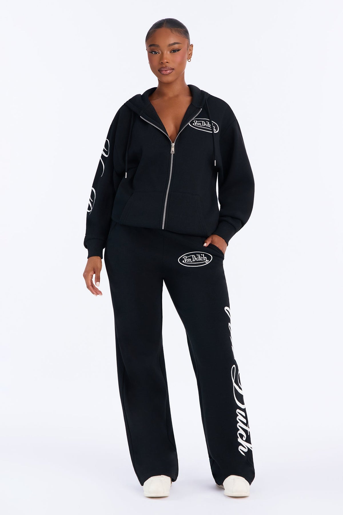 Von Dutch Silver Script Sweatpants - Black