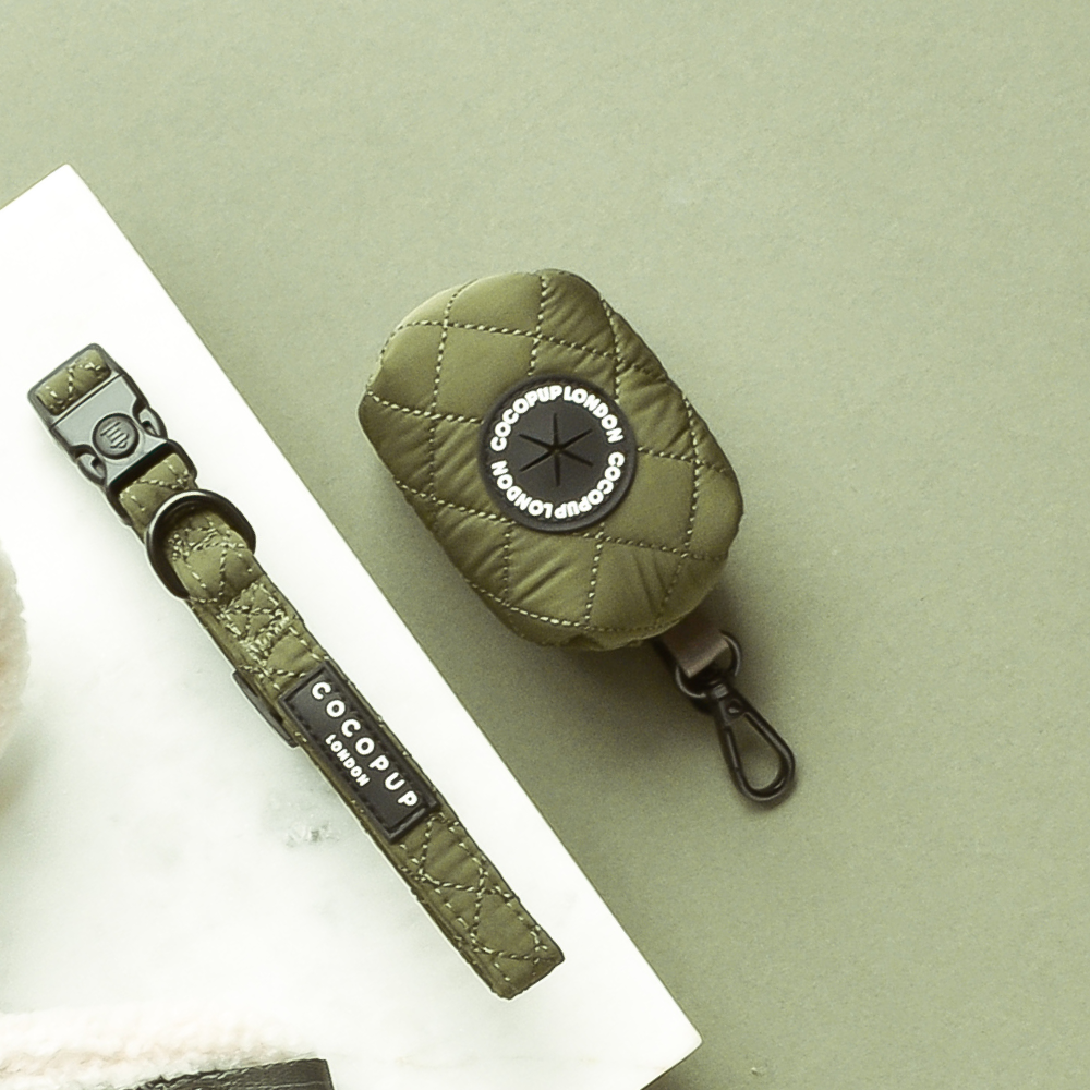 Khaki Quilted Poop Bag Holder