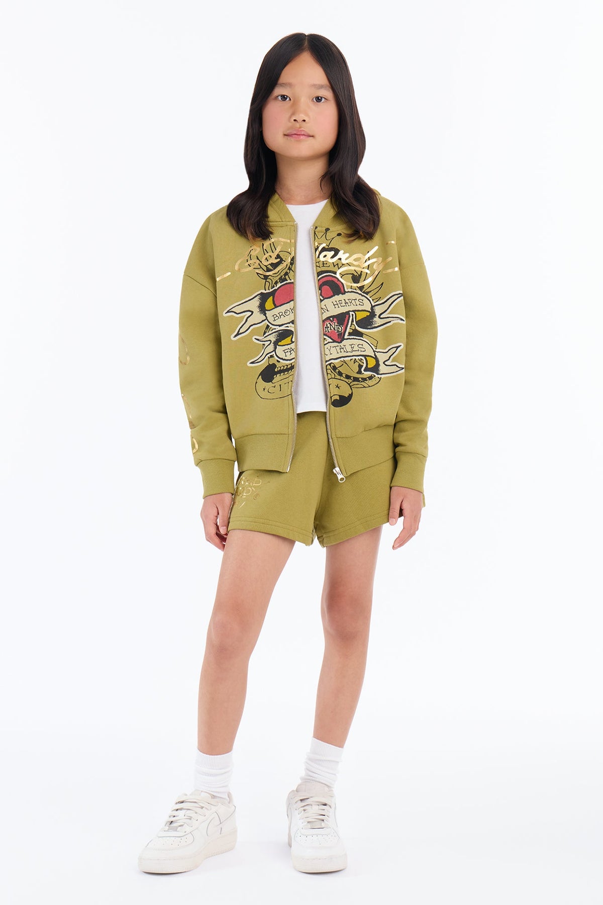 Mini Ed Hardy Heartbreaker Shorts - Olive