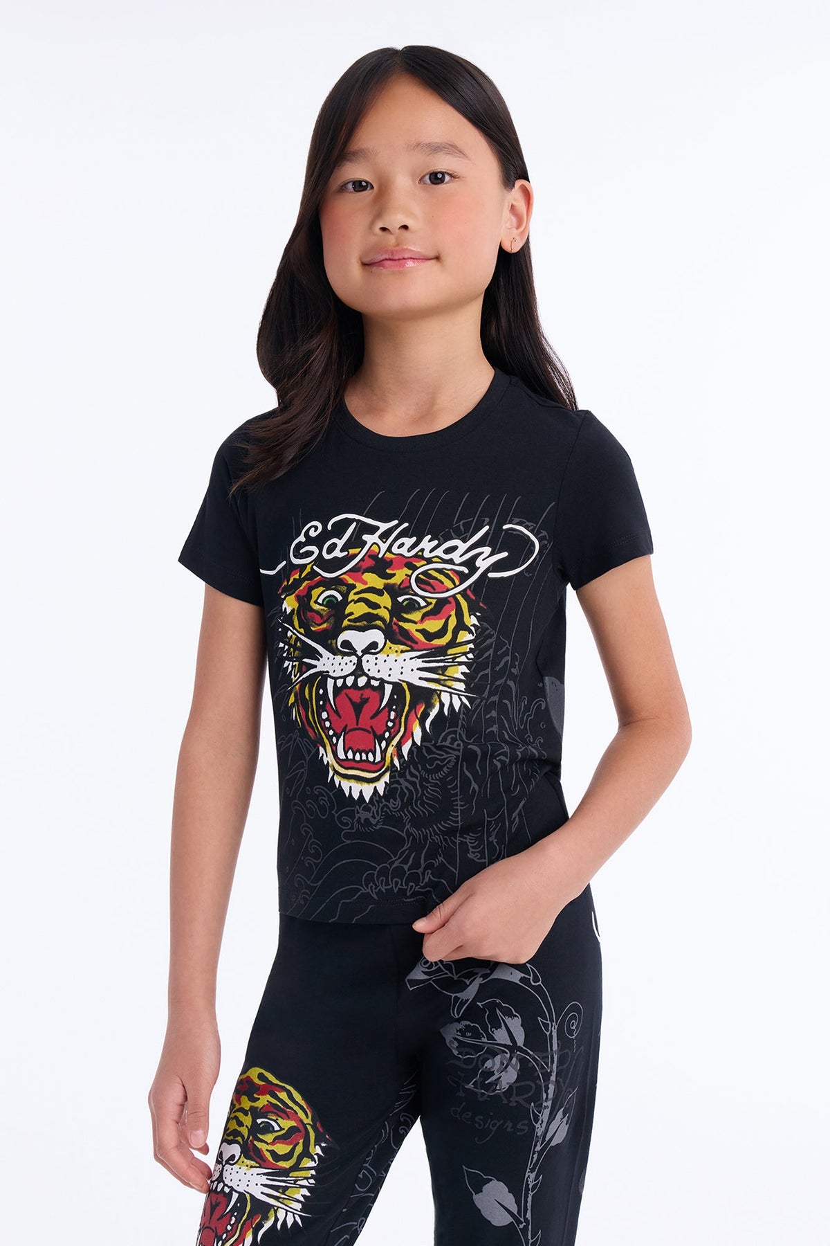 Mini Ed Hardy Heroic Tiger Short Sleeve Tee - Black