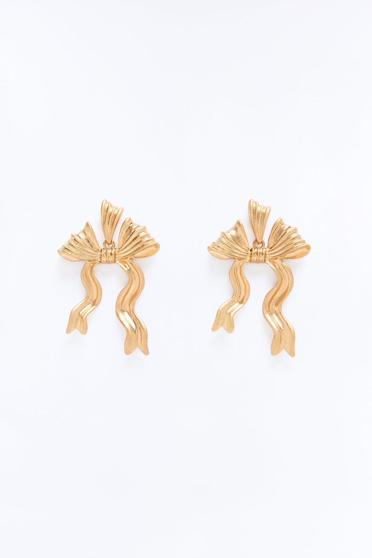 Merry Bow Drop Earrings - Gold