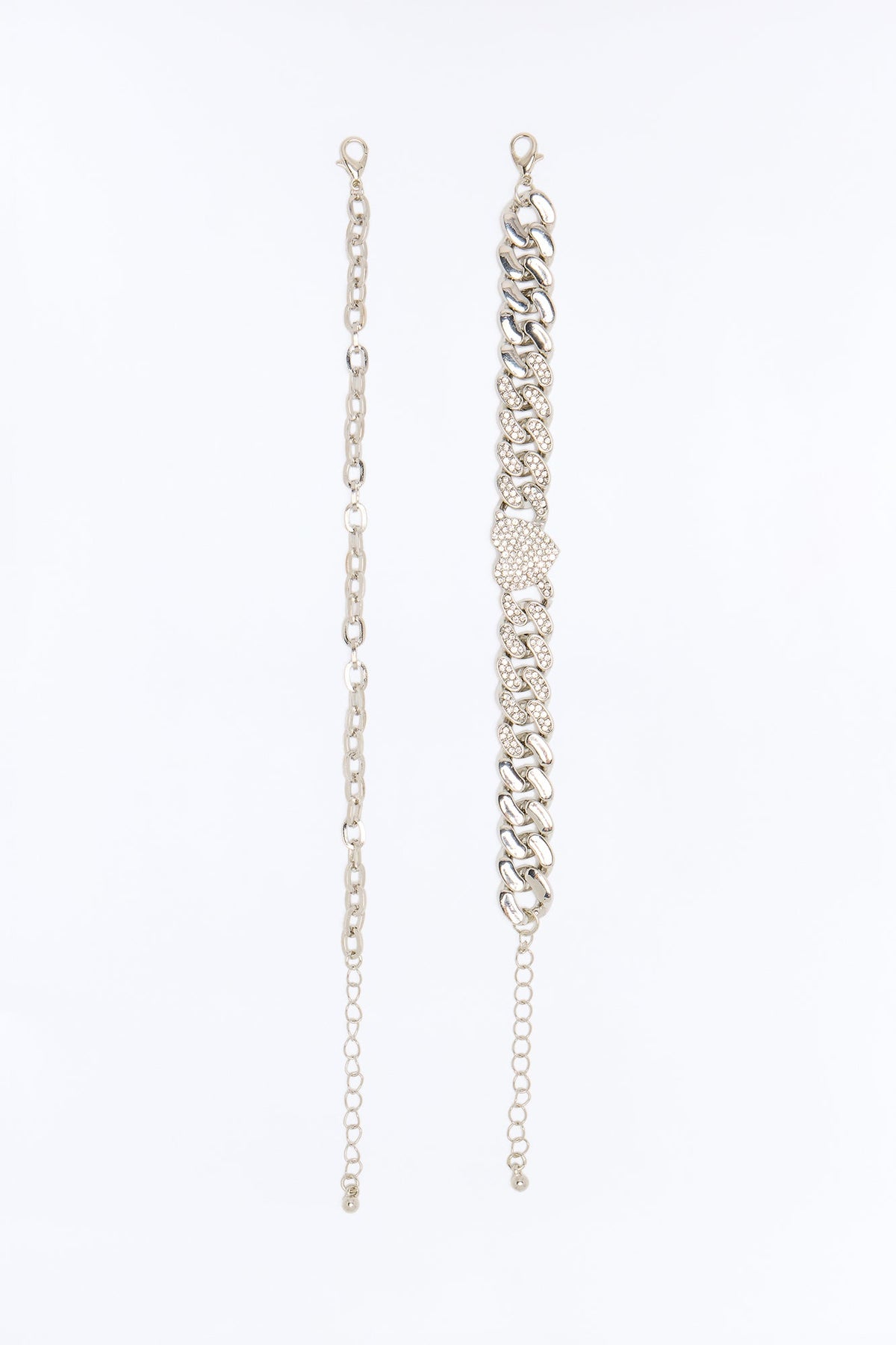 Heart Set On You 2 Piece Bracelet Set - Silver