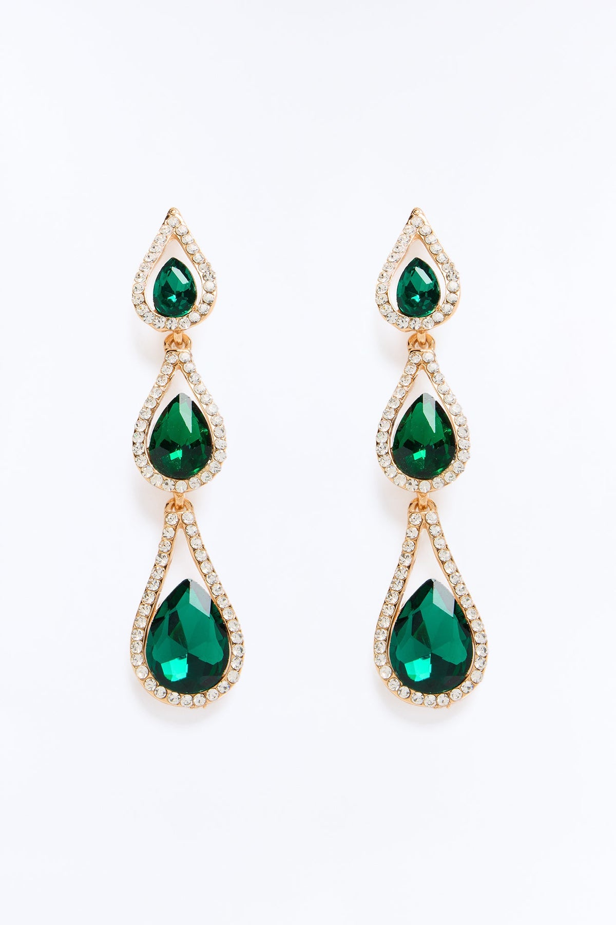What A Feeling Drop Earrings - Gold/Green