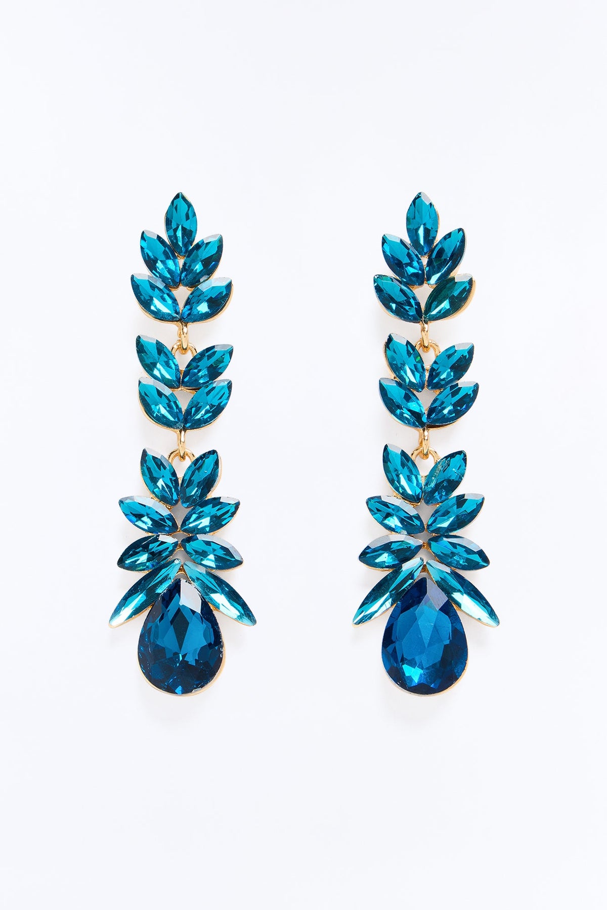 Curiosity Rhinestone Drop Earrings - Teal