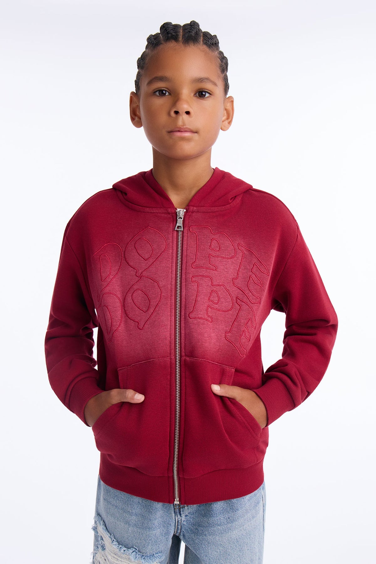 Mini Dope Dope Zip Up Hoodie - Burgundy