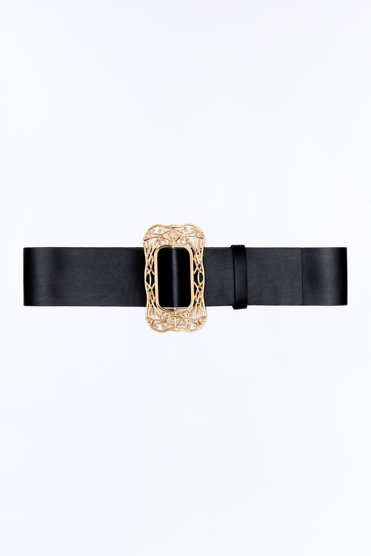 Modern Muse Faux Leather Wide Belt - Black